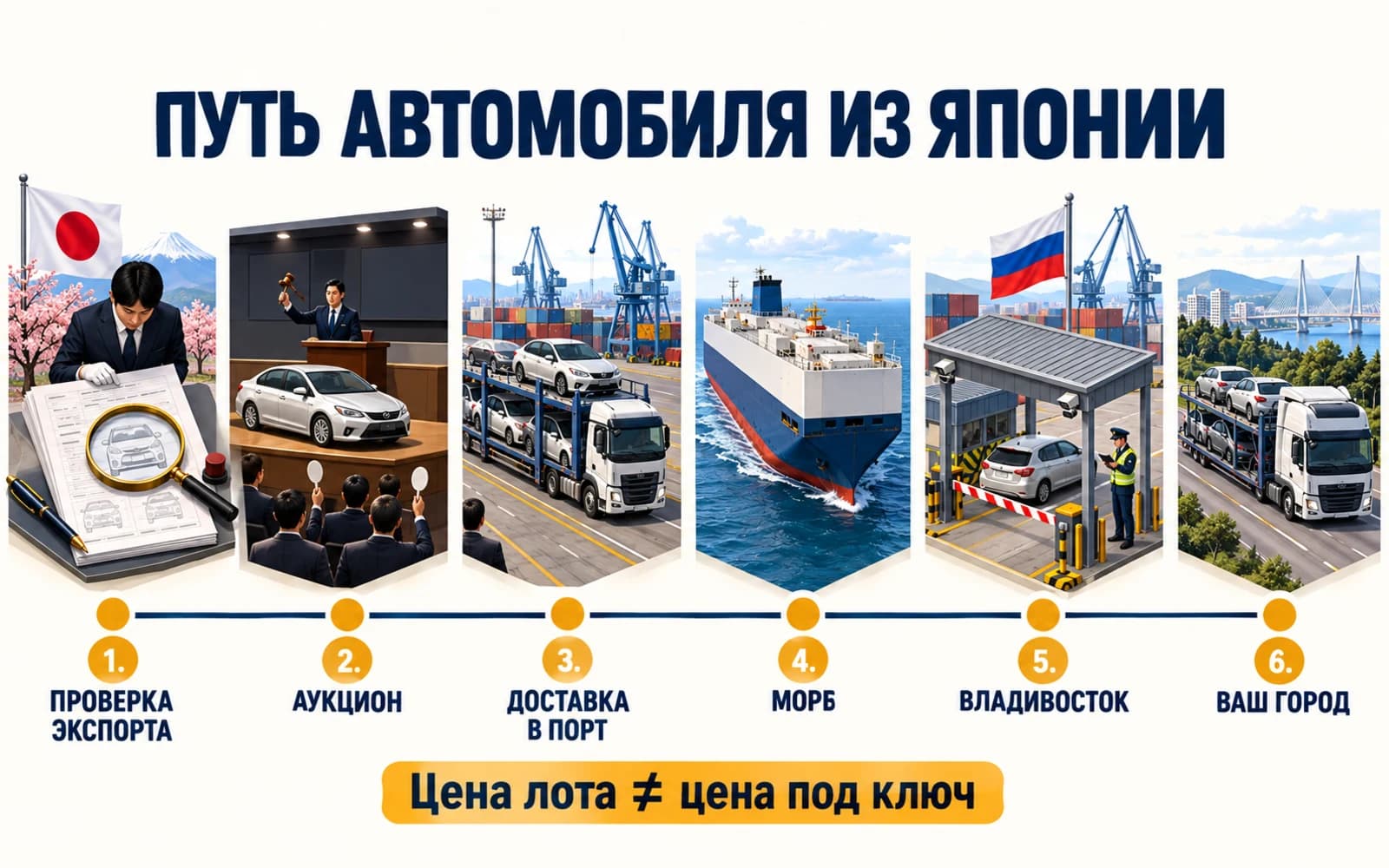 Автомобили на японской аукционной площадке перед экспортом