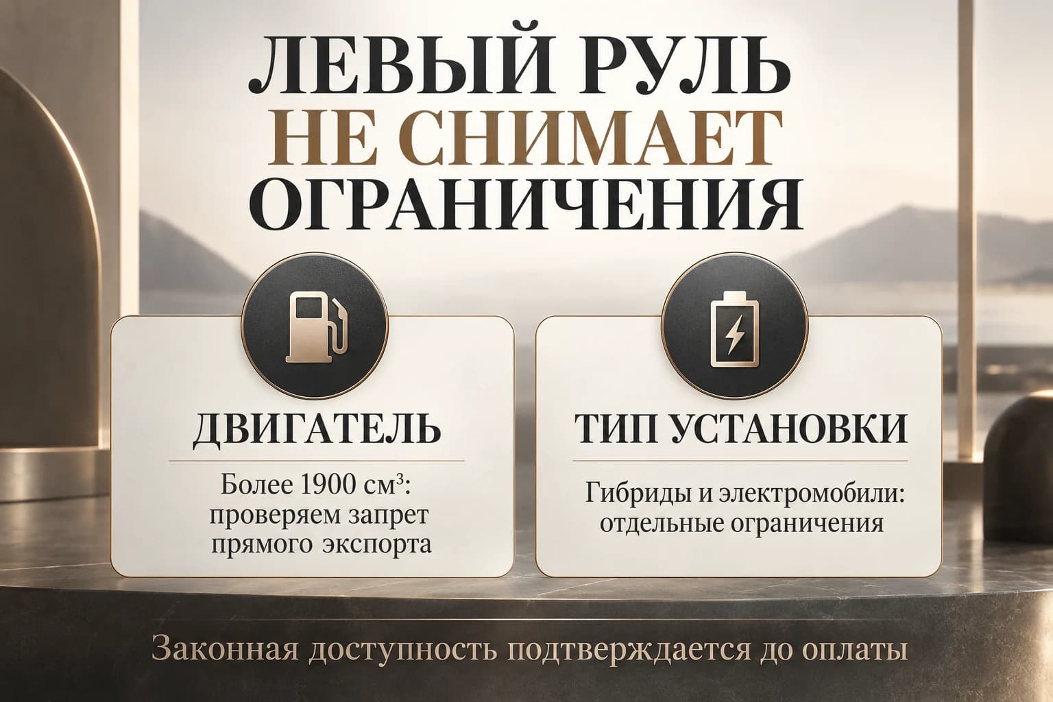 Левый руль не отменяет проверку экспортных ограничений по рабочему объёму и типу силовой установки