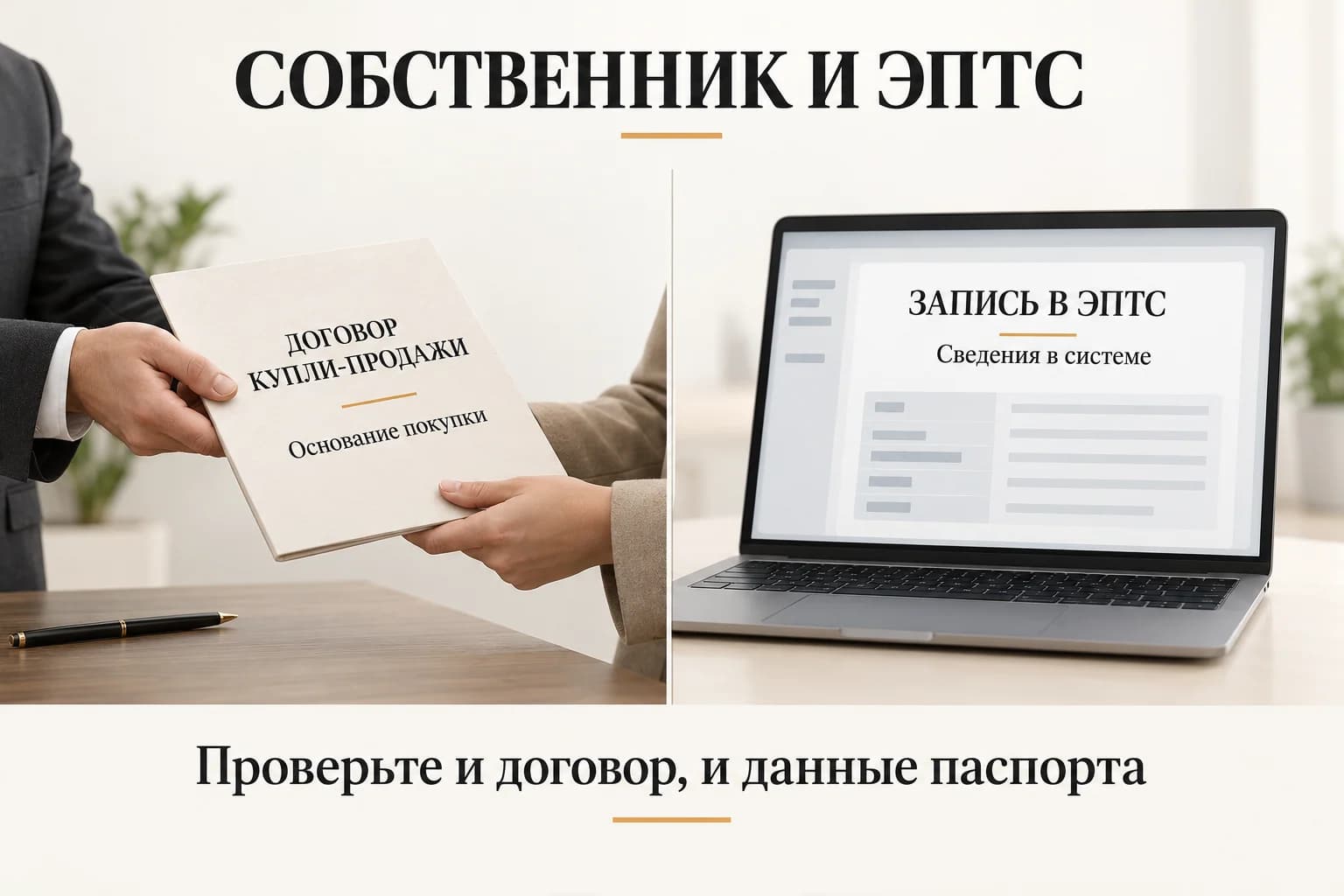 Договор покупки и сведения о собственнике в электронном паспорте