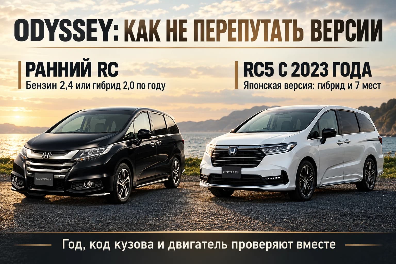 Ранний японский Honda Odyssey RC и обновлённый RC5: различия версии и оборудования