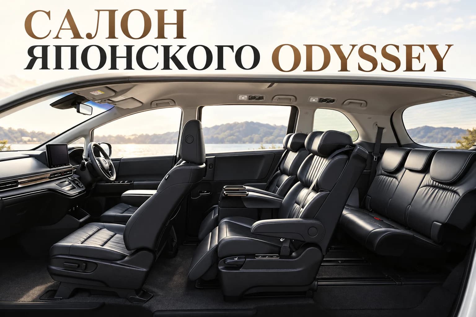Японский салон Honda Odyssey: правый руль, штатный экран и три ряда сидений