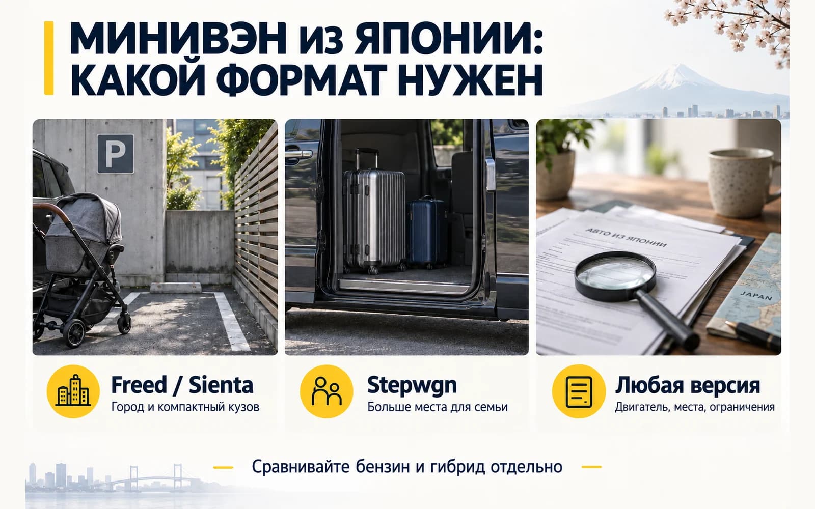 Японские минивэны: компактные Freed и Sienta, более просторный Stepwgn и проверка версии