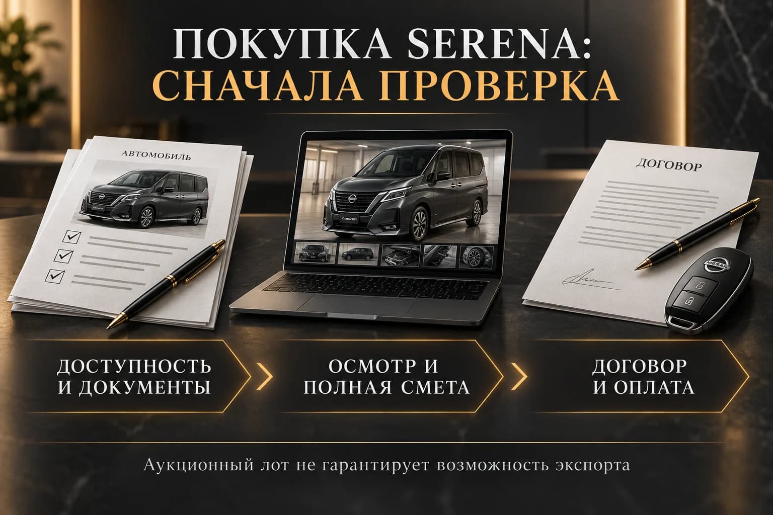 Выбор Serena: сначала доступность и документы, затем расчёт и оплата