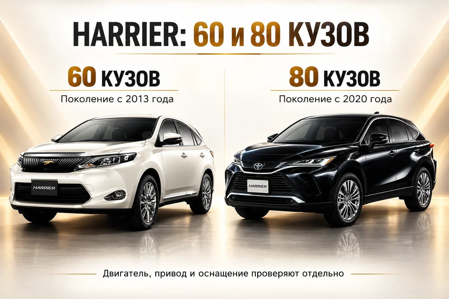 Toyota Harrier 60 с 2013 года и Harrier 80 с 2020 года: различия внешности