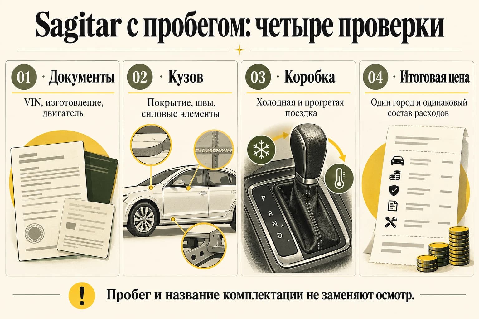 Четыре проверки подержанного Volkswagen Sagitar