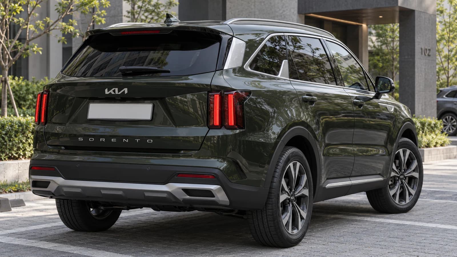 Задняя часть Kia Sorento MQ4 с вертикальными фонарями