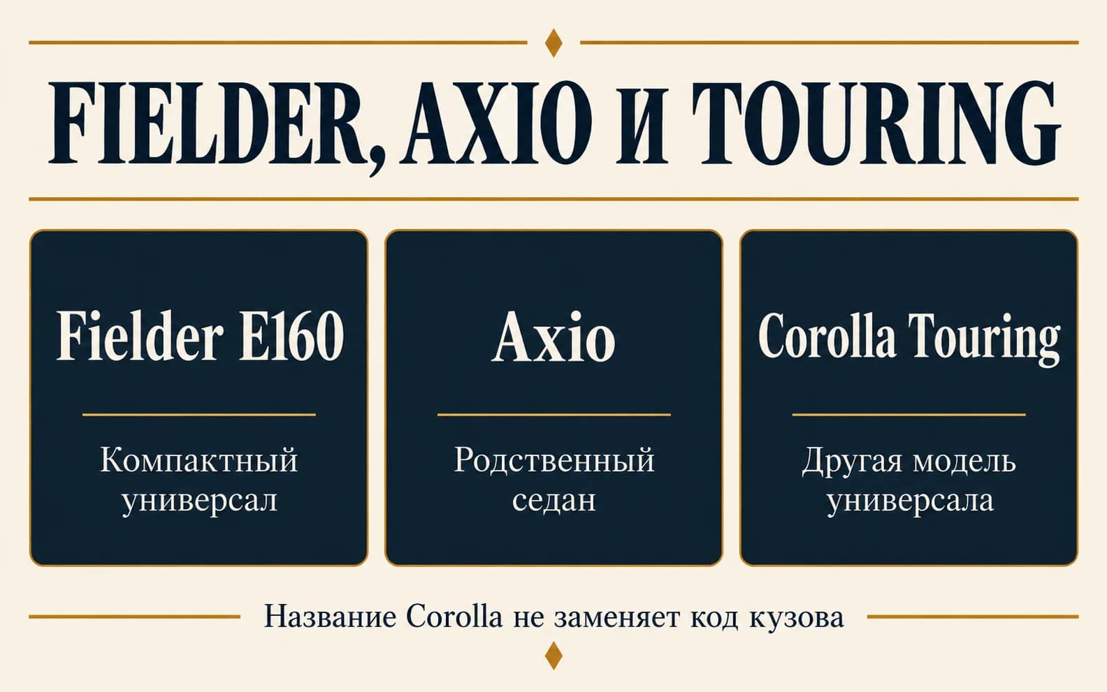 Fielder, Axio и Corolla Touring разделены по типу кузова