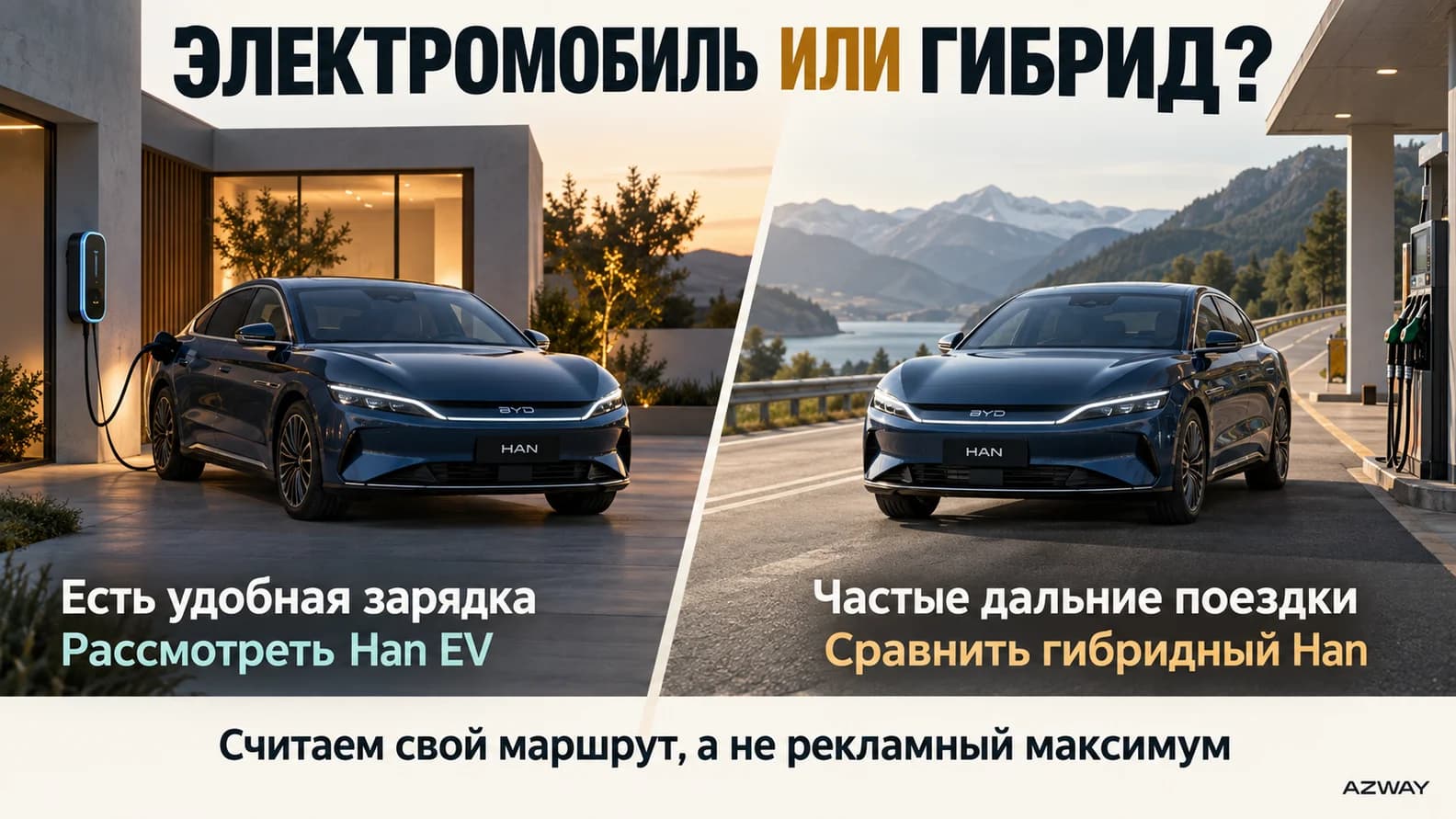 Выбор электрического или гибридного BYD Han по маршруту и доступной зарядке