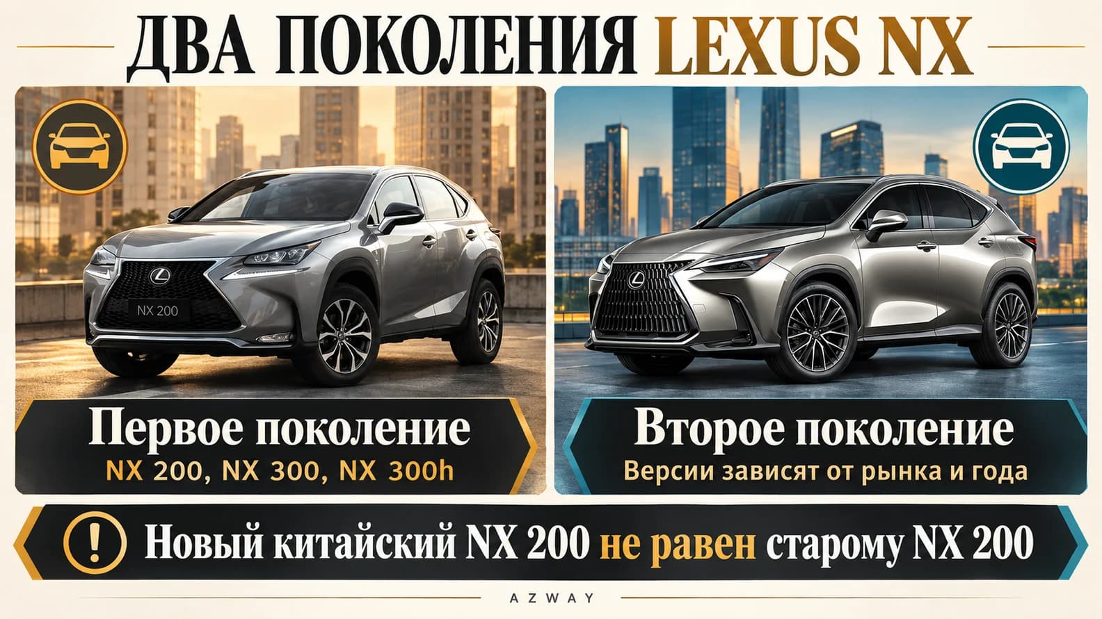 Первое и второе поколения Lexus NX: индексы зависят от рынка и года