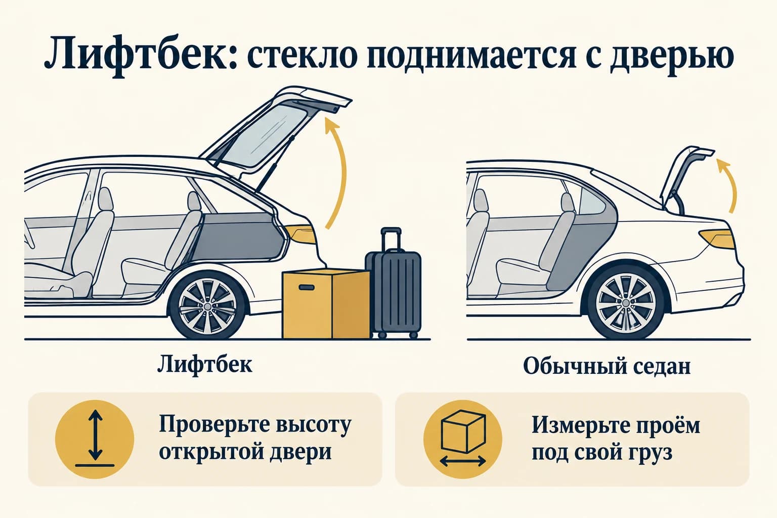 У лифтбека заднее стекло поднимается вместе с дверью багажника
