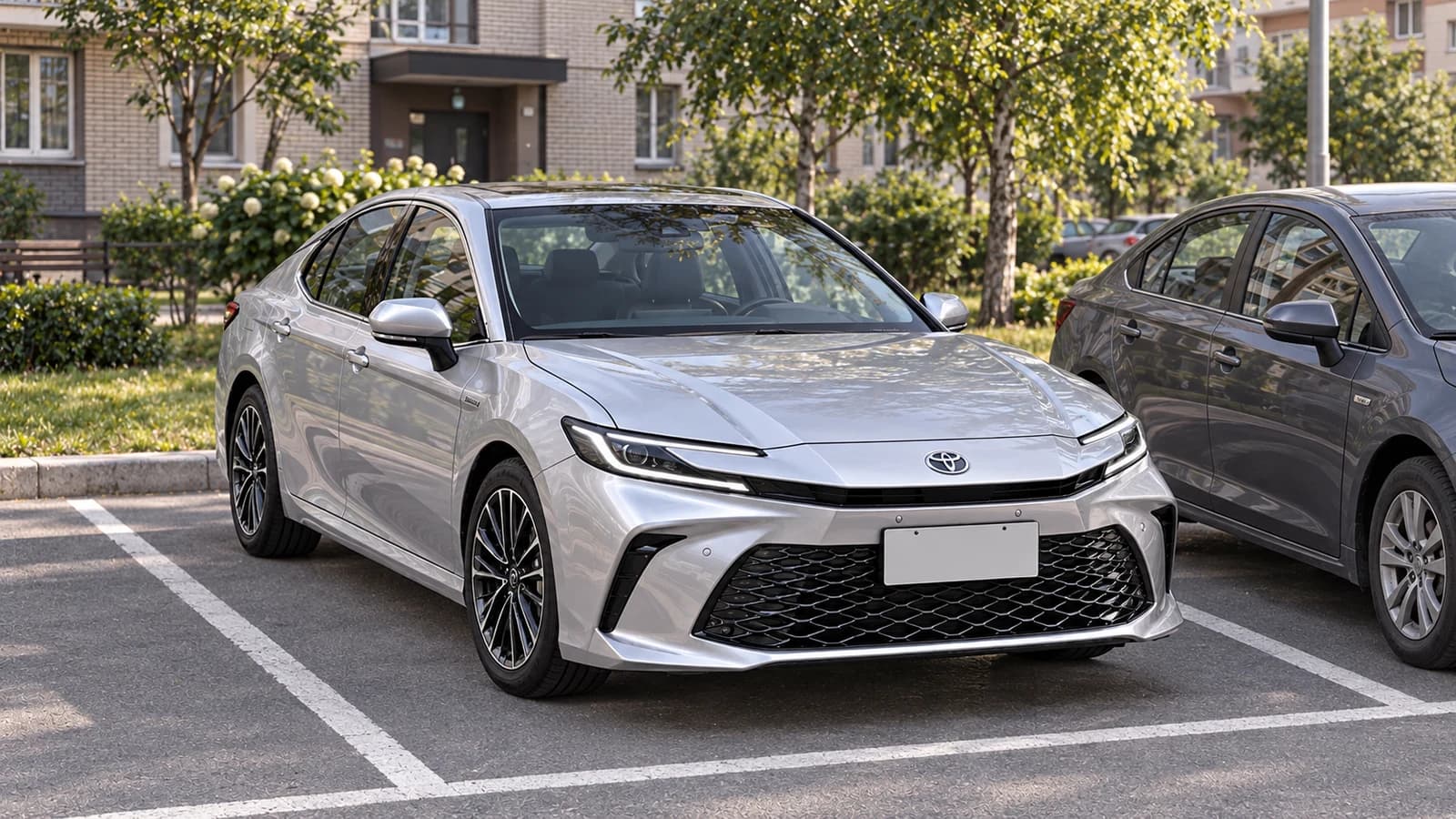 Toyota Camry XV80 на узкой городской парковке