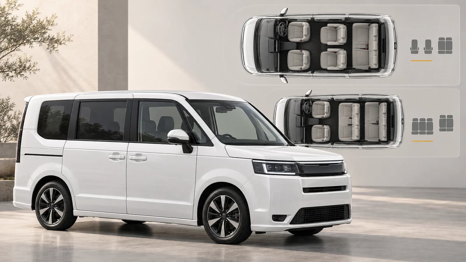 Редакционная схема Honda Step WGN с вариантами семи- и восьмиместного салона