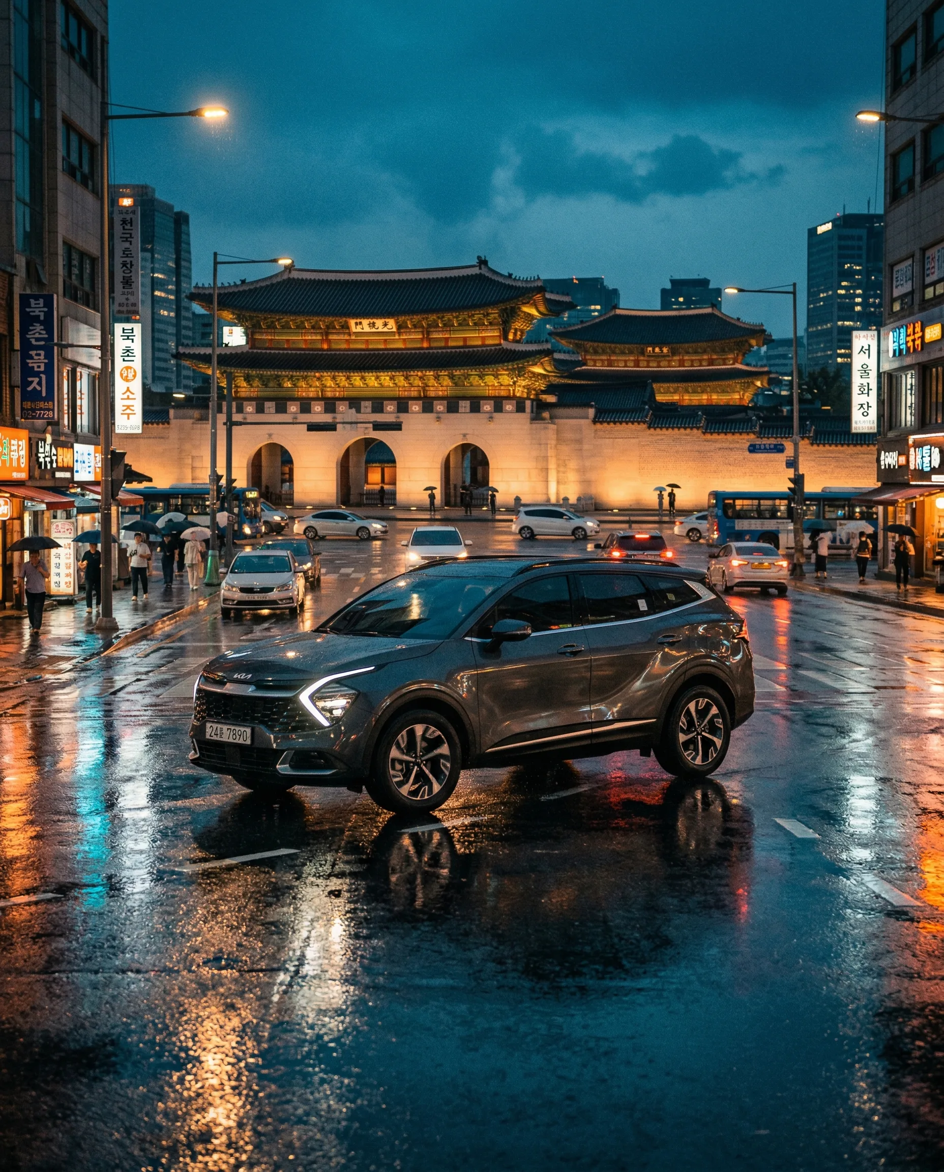 Импорт автомобилей из Южной Кореи — кроссовер на улицах Сеула
